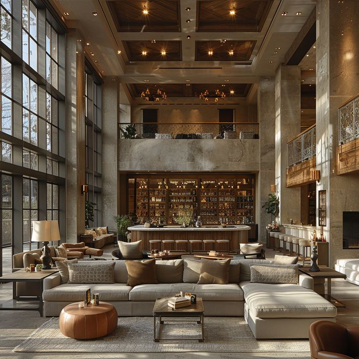Luxury hotel lobby seating